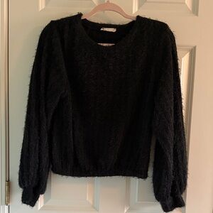 Altar'd State Black Fuzzy Crewneck Sweater